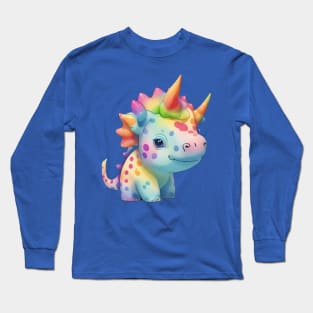 Cute Triceratops Polkadot Long Sleeve T-Shirt